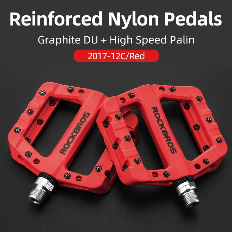 ROCKBROS Cycling MTB Bike Bicycle Pedals Ultralight Seal Bearings Nylon Molybdenum Pedals Durable Widen Area Bike Bicycle Part