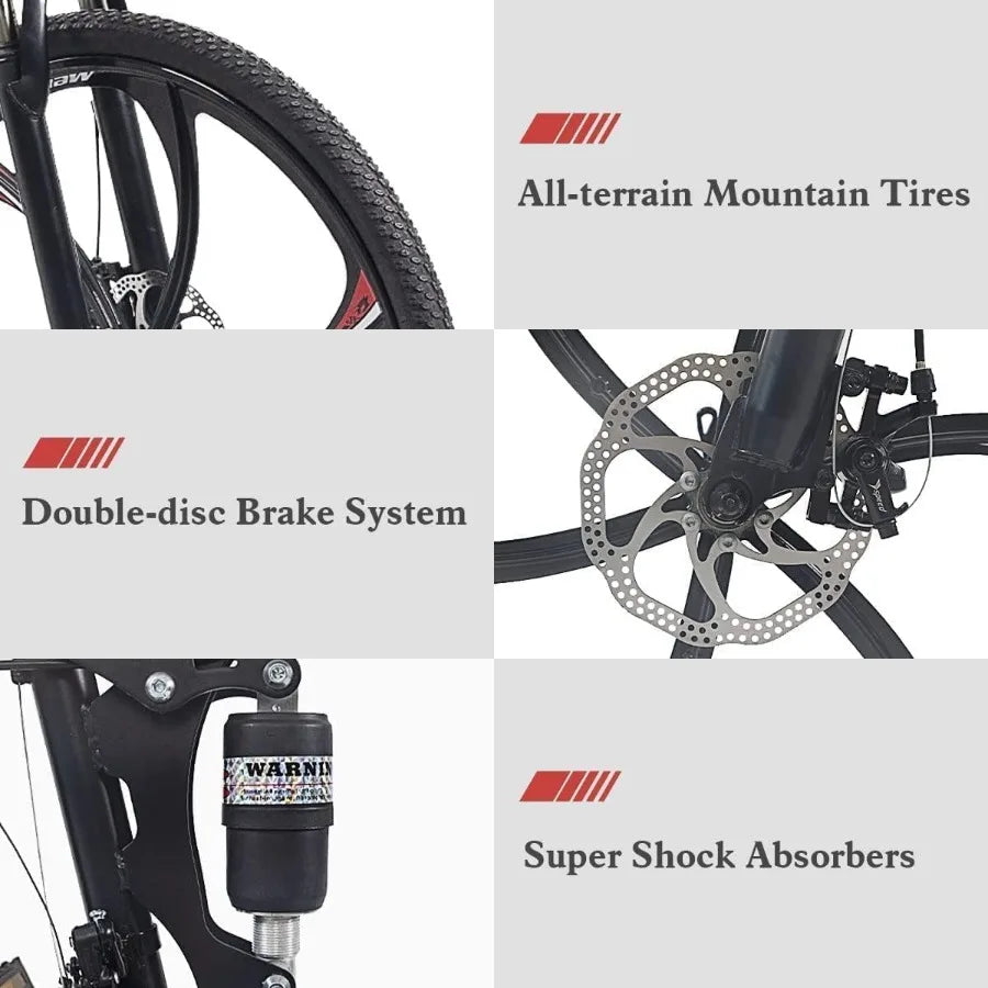 26 Inch Folding Mountain Bike with High Carbon Steel 21