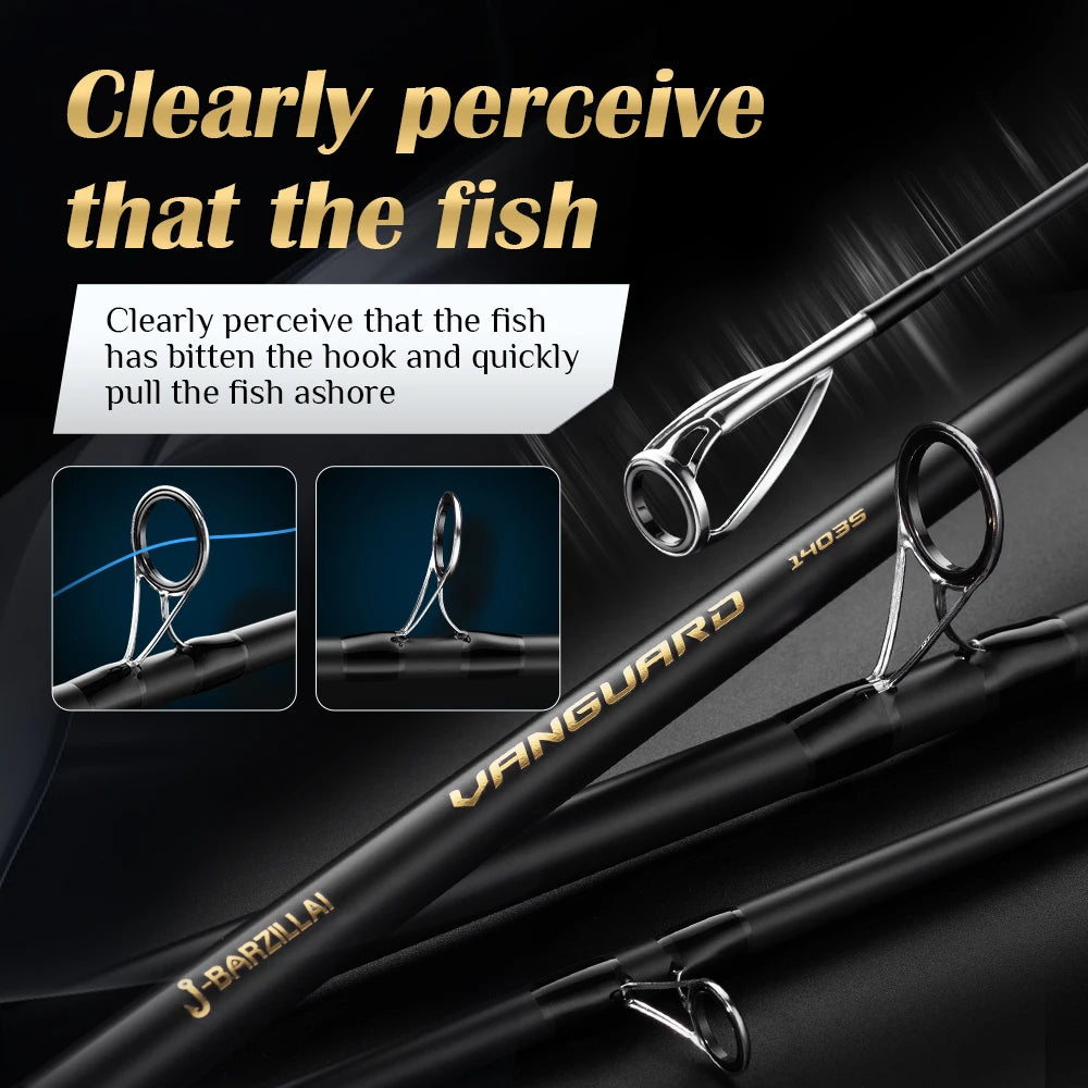 J-BARZILLAI VANGUARD Carbon Surf Spinning Fishing Rod, Ultra-Light High-Sensitivity Graphite Pole Saltwater/Onshore Surf Fishing
