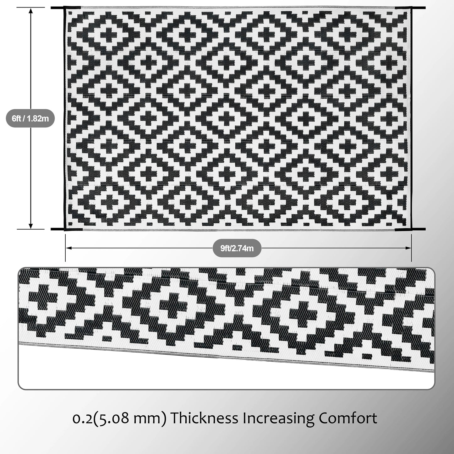 WESTTUNE 6x9ft Reversible Camping Mats For All Outdoor Uses