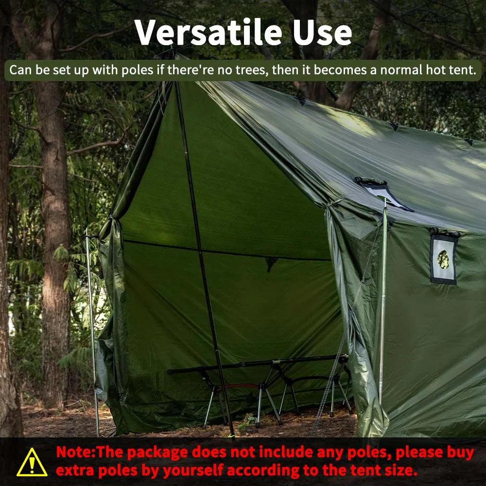Hammock Hot Tent with Stove Jack With Snow Skirt, 3000mm Waterproof with Zippered Tent Bag