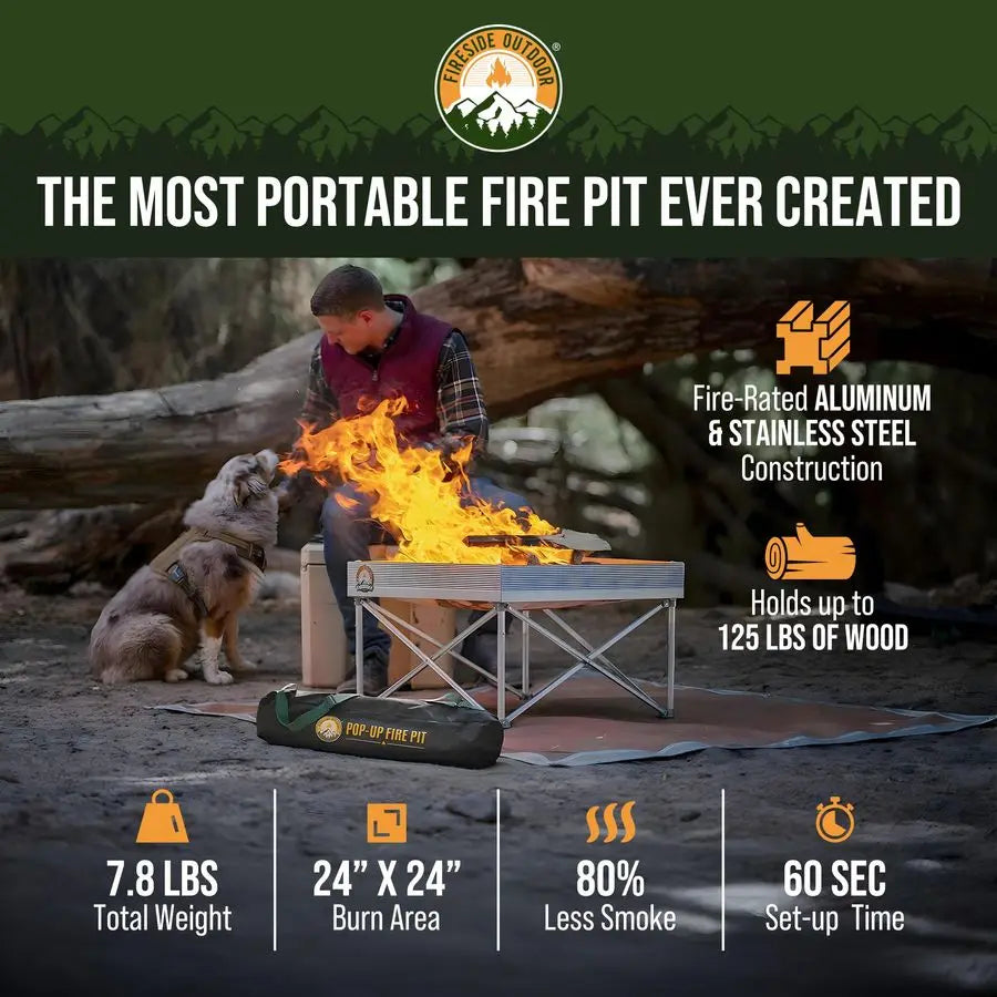 Outdoor Portable Fire Pit / 24 Inch Collapsible