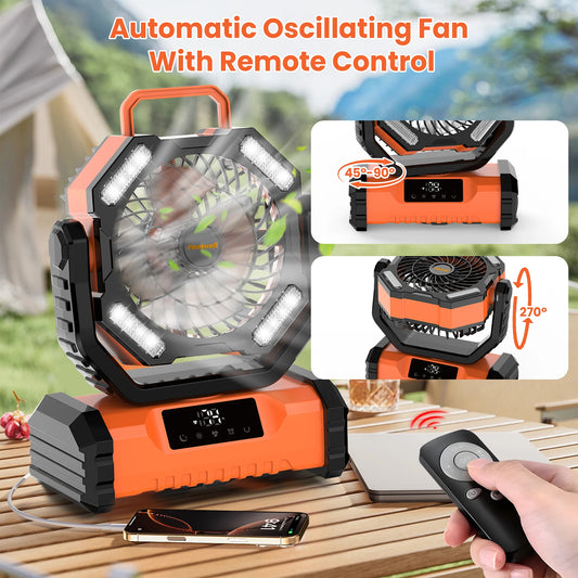 2025 New 20000mAh Portable LED Camping Fan