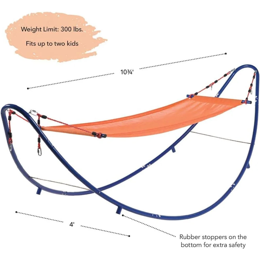 Rockin’ 2-in-1 Kids’ Adjustable Outdoor Rocking Hammock with Rubber Stoppers, 10¾'L x 4'W, Holds Up to 300 Lbs
