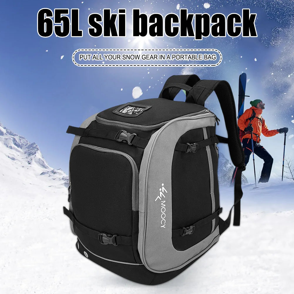 65L Outdoor Sport Backpack Adjustable Oxford Waterproof Boots Helmet Clothing Storage Bag for Camping Skiing