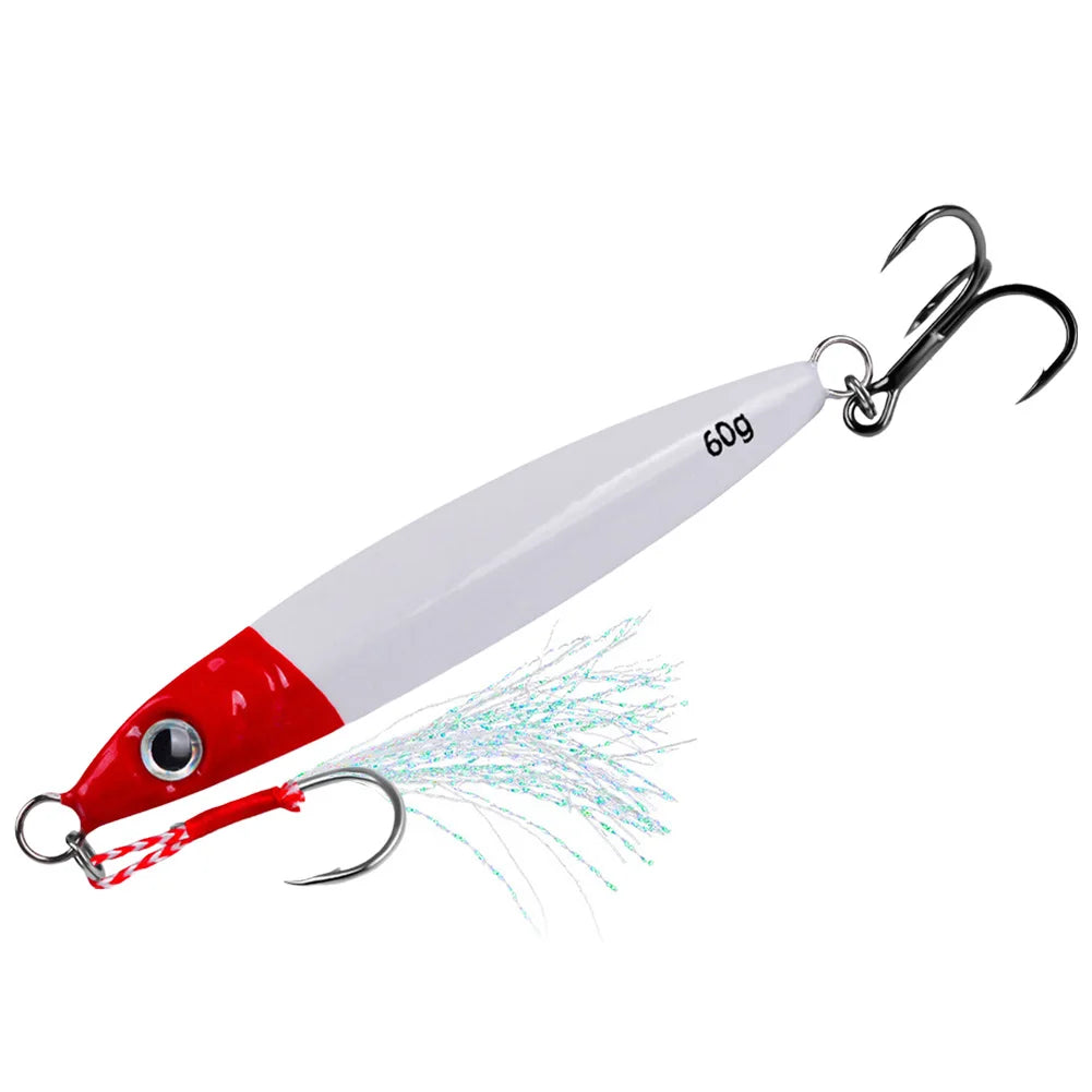 Metal Jig Fishing Lure 60g Trolling Hard Bait Fast Sinking Bass Fishing Bait Saltwater Lures for Sea Fishing and Boat Fishing