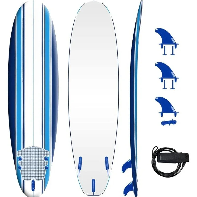 Beginners and All Surfing Levels Complete Set Includes Leash Classic Soft Top Foam 7ft Surfboard Surfboard