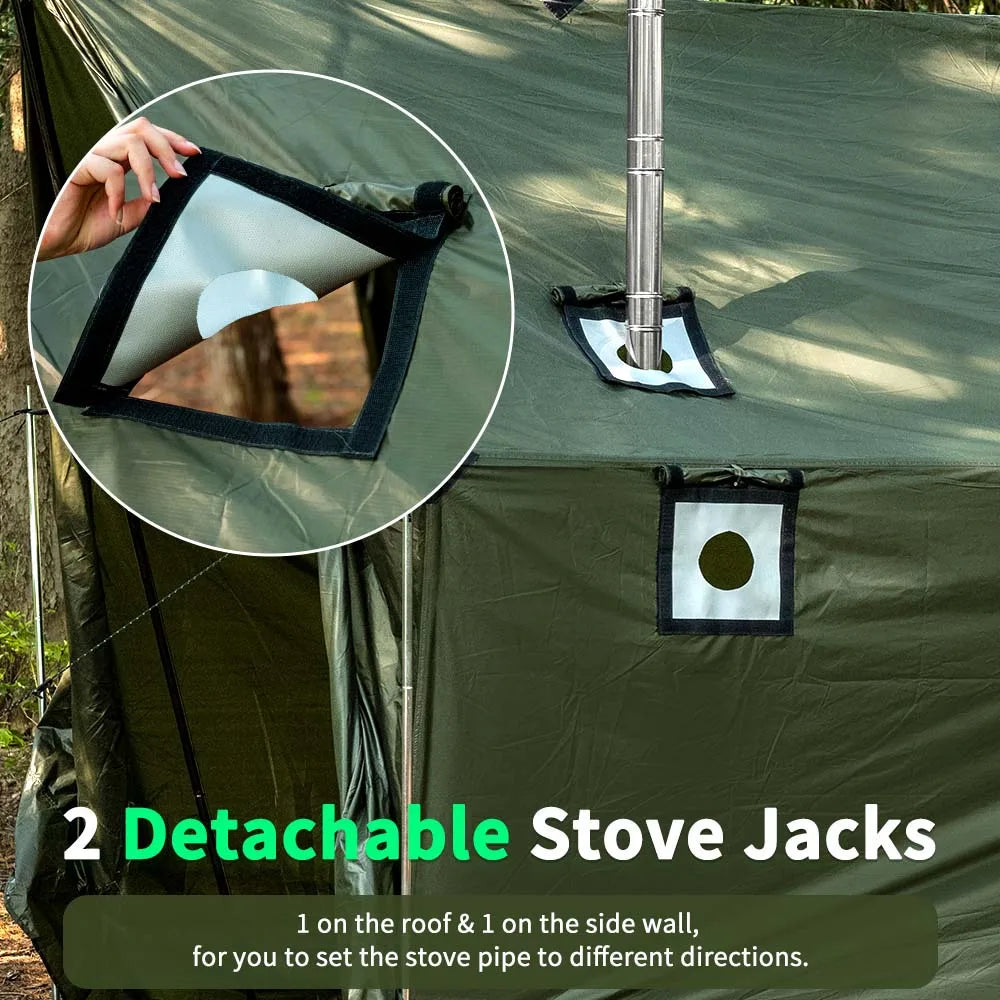 Hammock Hot Tent with Stove Jack With Snow Skirt, 3000mm Waterproof with Zippered Tent Bag