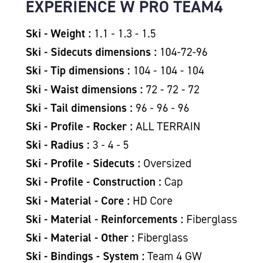 Experience Pro Team4 Lightweight Stable AllTerrain Snow Alpine Skis