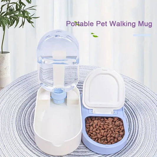 Portable Pet Water Bottle with Drinking Cup and Food Storage