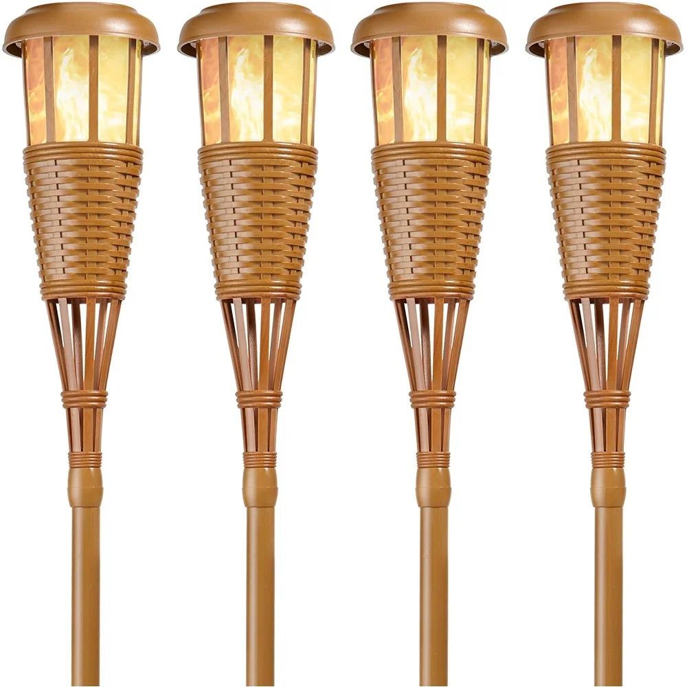Solar Flickering LED Torches Outdoor Lighting Dusk To Dawn Tiki Torch  4 Pack