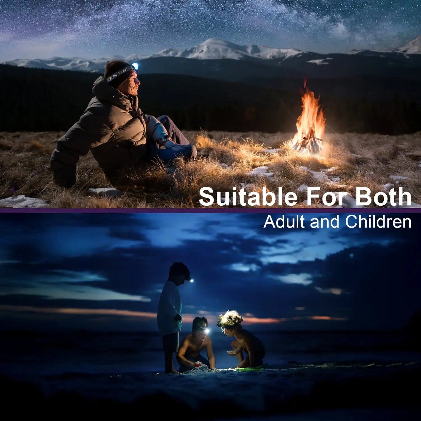 2 Pack Rechargeable Headlamp, Outdoor Waterproof Motion Sensor