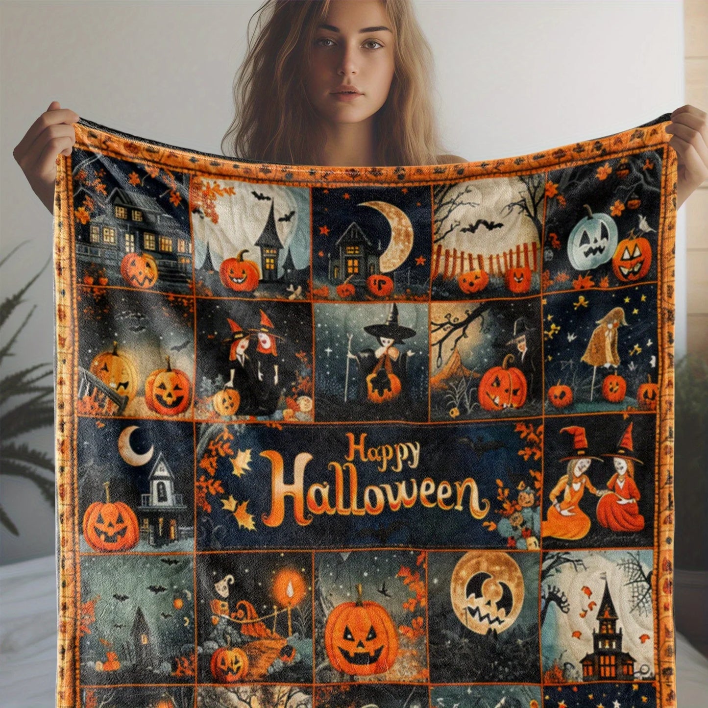 [Halloween Throw Blanket] Soft Flannel Halloween Throw Blanket