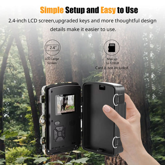 1080P Hunting Camera 2.0in LCD 16MP Infrared Night Vision Mobile Monitoring IP66 Waterproof Trail Camera
