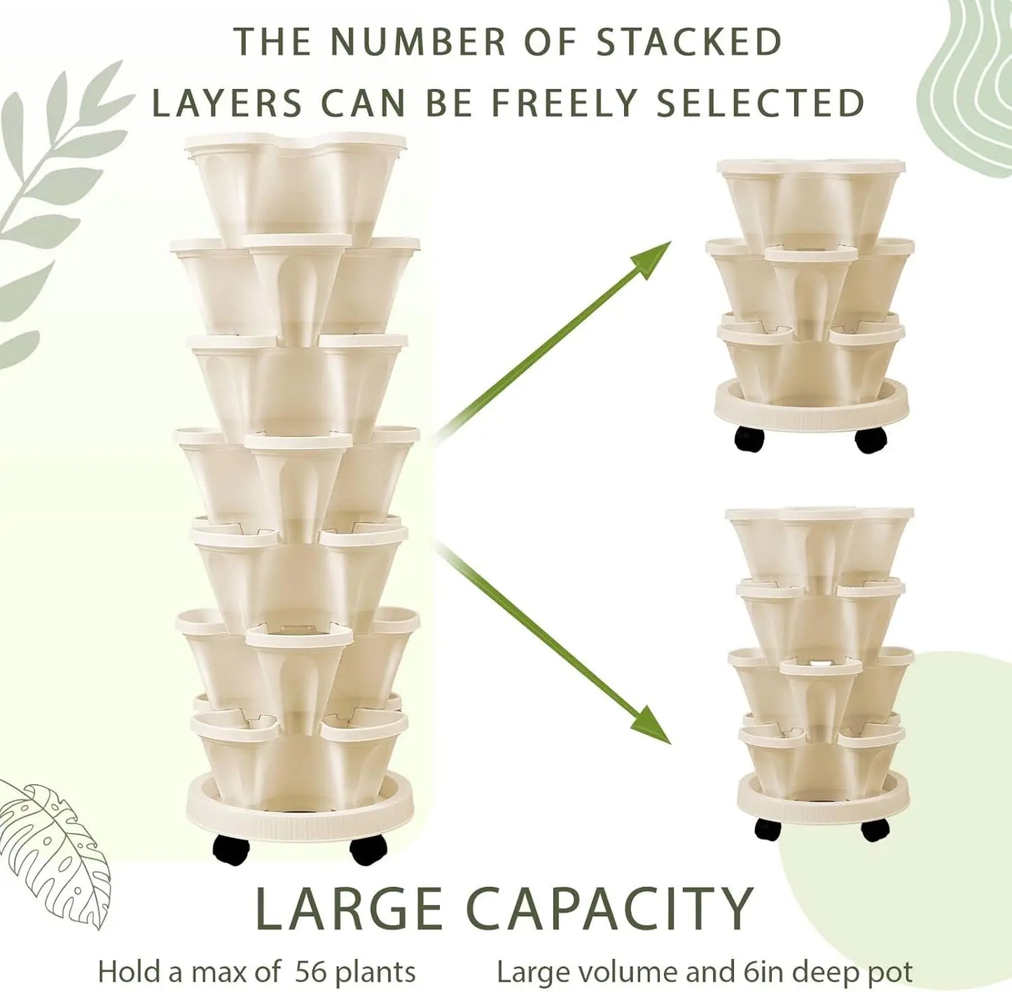 2 Set of 7 Tier Vertical Planter Stackable Tower Planters