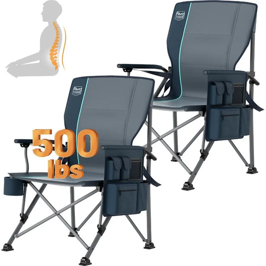 Oversized Folding Camping Chair with Lumbar Support Adjustable High Back Heavy Duty for Adults Support up to 500lbs