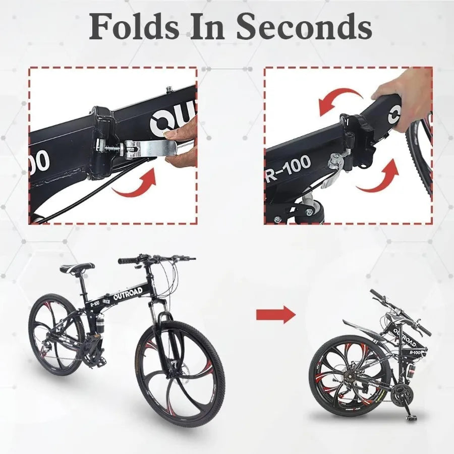 26 Inch Folding Mountain Bike with High Carbon Steel 21