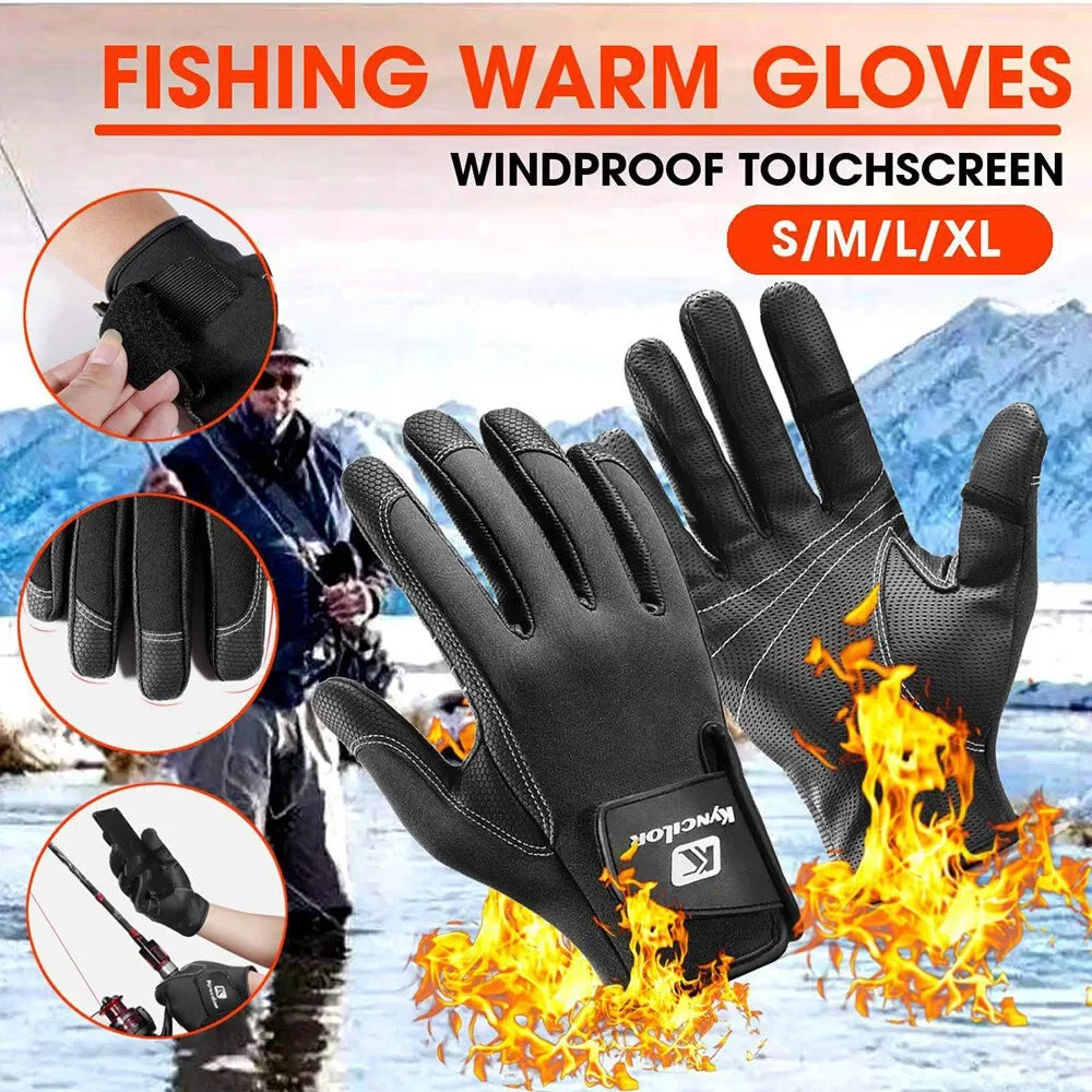 Winter Fingerless Fishing Gloves For Men Women Cold Weather Windproof