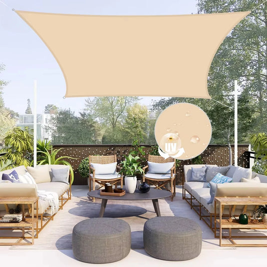 Sun Shade Sail Outdoor Canopy UV Block Shade Cloth Sunscreen Awning with Free Ropes