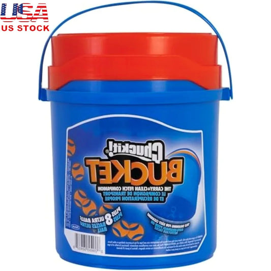 Ultra Ball Rubber Fetch Dog Toy Set with Carry Clean Bucket Includes 8 Medium 2.5 Inch Balls Portable Waterproof Lightweight