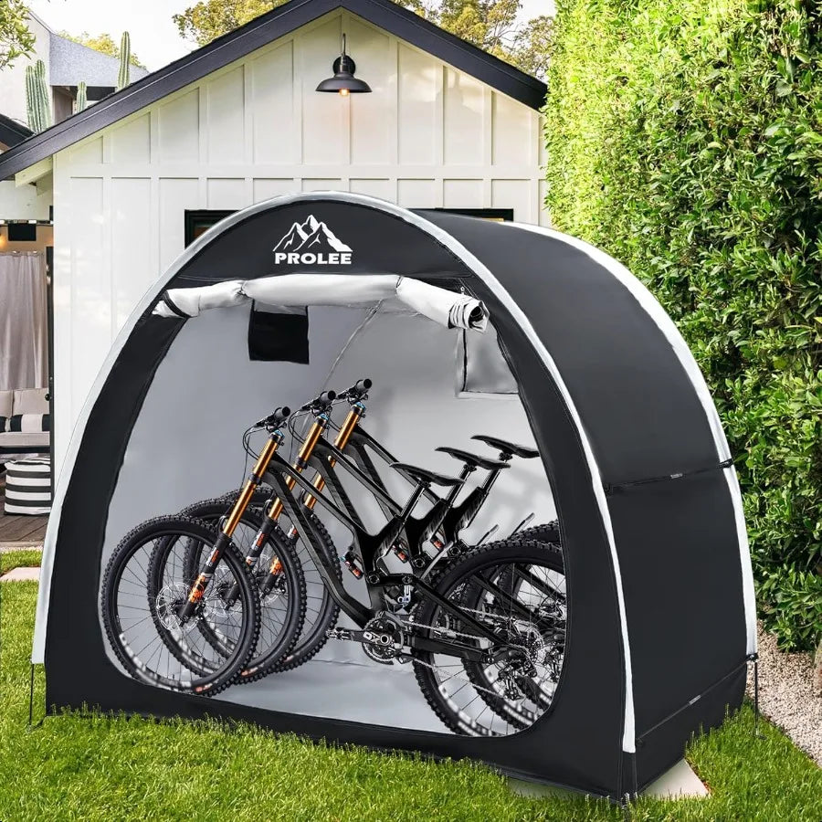 Bike Shed 6.6FT Waterproof Oxford Fabric Storage Tent for 2 Bikes Outdoor Storage with Window Design Black