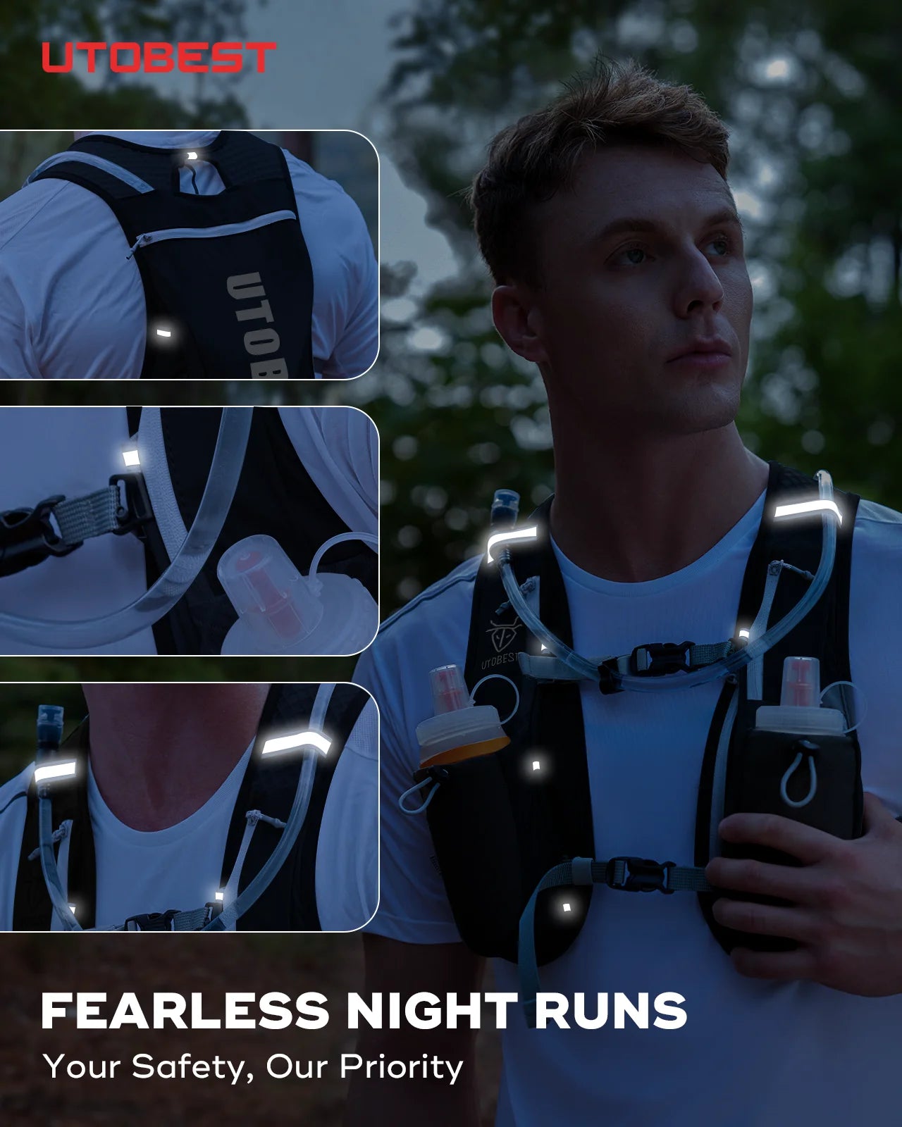 UTOBEST 2-Pack 5L Running Vest with 1.5L Hydration Reservoir Set