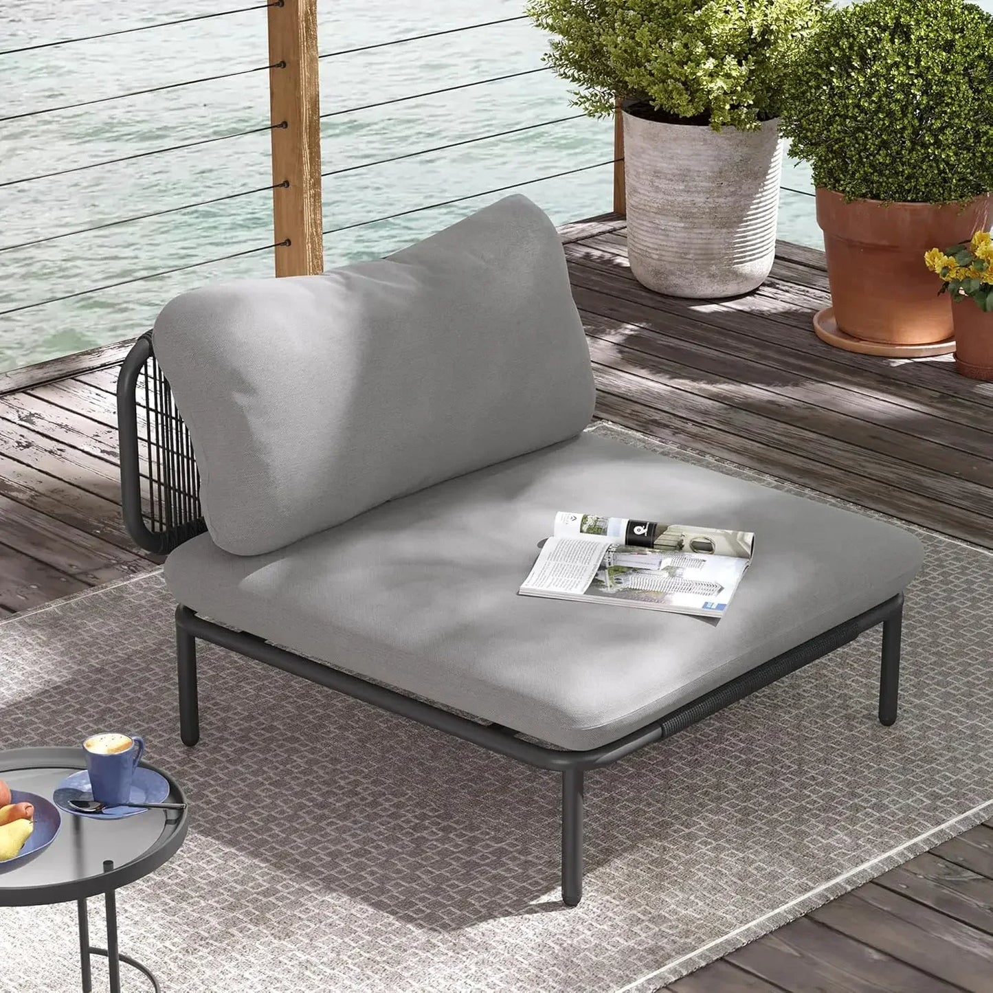 Oversized Outdoor Metal Patio Furniture Set 1-Seat Sofa