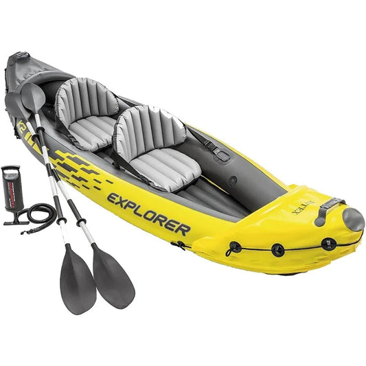 Intex 68307EP Explorer K2 Inflatable Kayak Set: Includes Deluxe 86in Aluminum Oars and High-Output Pump