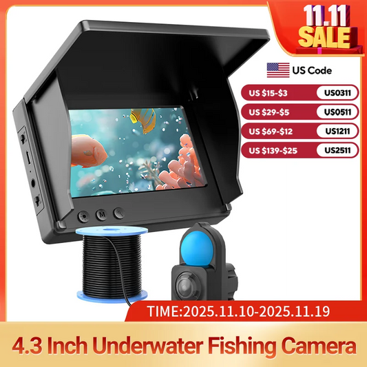 Portable Underwater Fishing Camera with 4.3" LCD Monitor Infrared Night Vision Waterproof Fish Finder for Ice Fishing