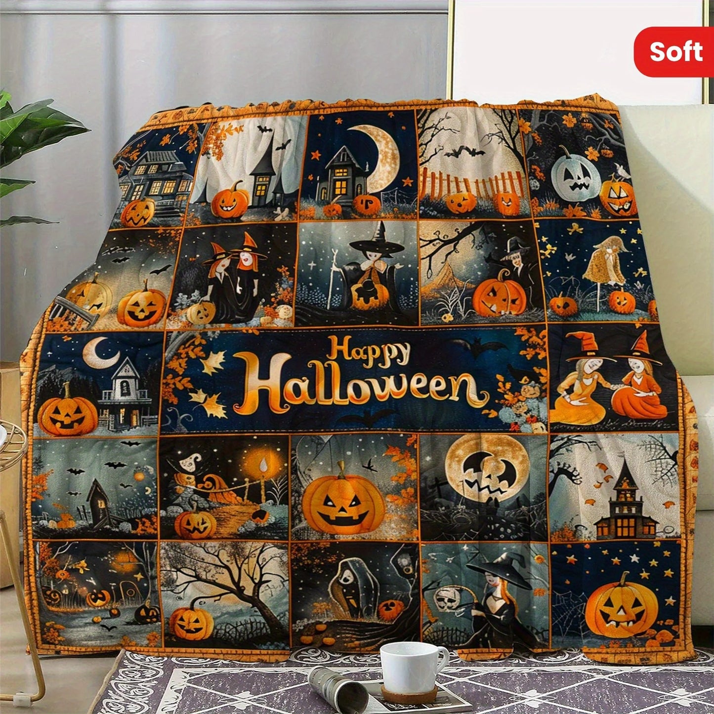 [Halloween Throw Blanket] Soft Flannel Halloween Throw Blanket