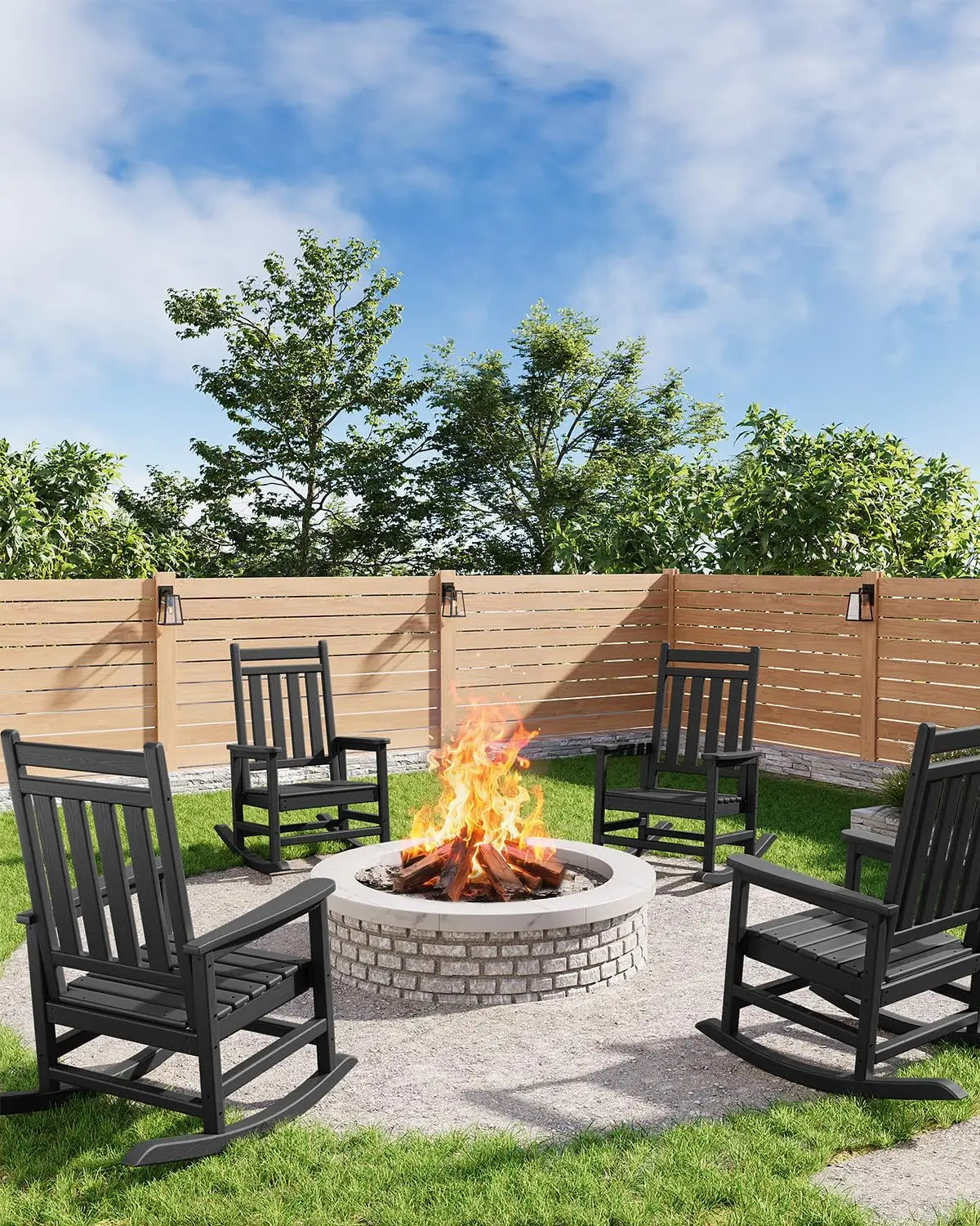 All-Weather HDPE Patio Rocking Chairs for Adults, 380lbs Weight Capacity