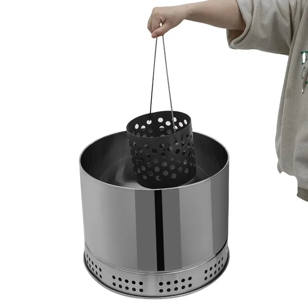 Large Portable Smokeless Charcoal Grill - 360° Stainless Steel BBQ Barrel with 50 Skewers