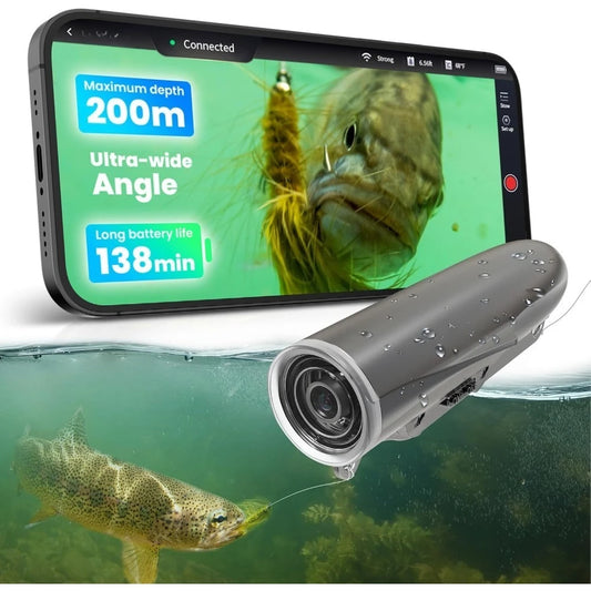 Grey Fishing Finders  Camera HD 1080P &136°Ultra-Wide-Angle,656FT ROV Waterproof/Motion Sensing