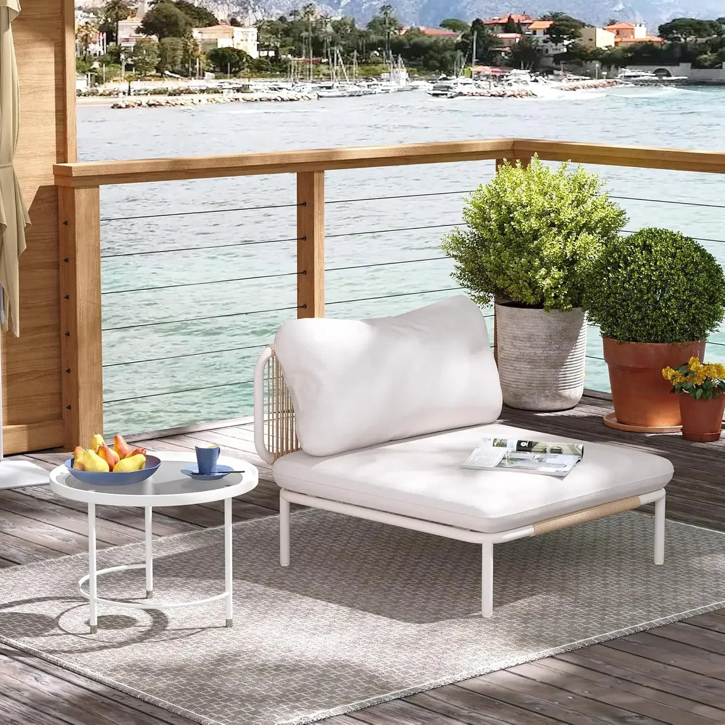 Oversized Outdoor Metal Patio Furniture Set 1-Seat Sofa