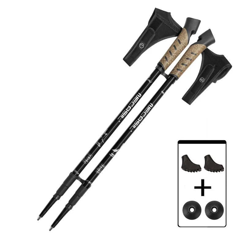 2PCS Nordic Walking Poles Trek Pole Telescopic Alpenstock 7075 Aluminum Alloy