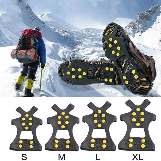 1Pair 10 Teeth Snow Ice Claw Climbing Anti-Slip Ice Grips Shoe Spikes
