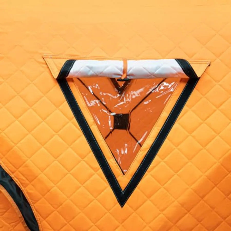 Portable Ice Fishing Tent 3 Person Shelter With Windproof Fabric Strips Protect Against Water Cold Wind 35 Square Feet Insulate