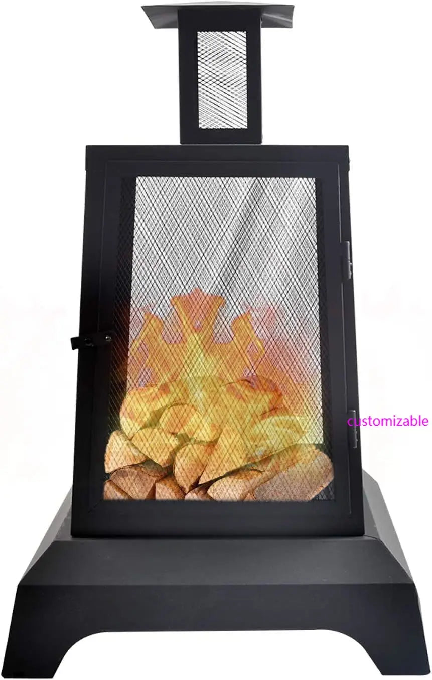 Large Fire Pits Wood Burning 44'' High Chimineas Fire Pit Steel Big Outdoor Pagoda Style Firepits Bowl