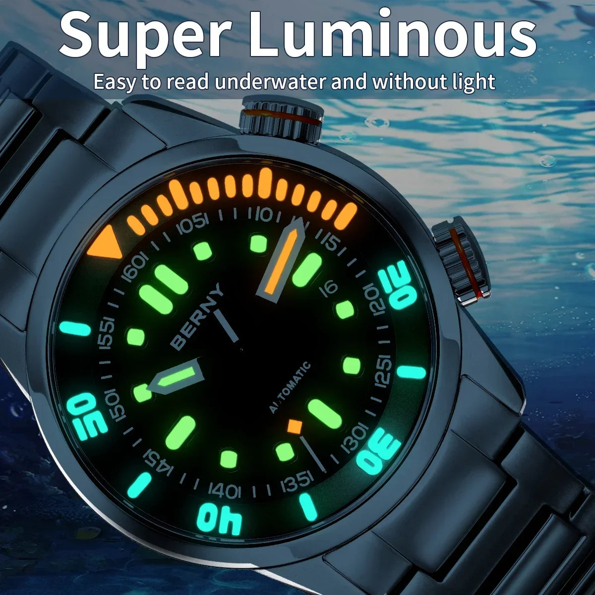 BERNY Automatic Dive Watch for Men Super Luminous Original Design