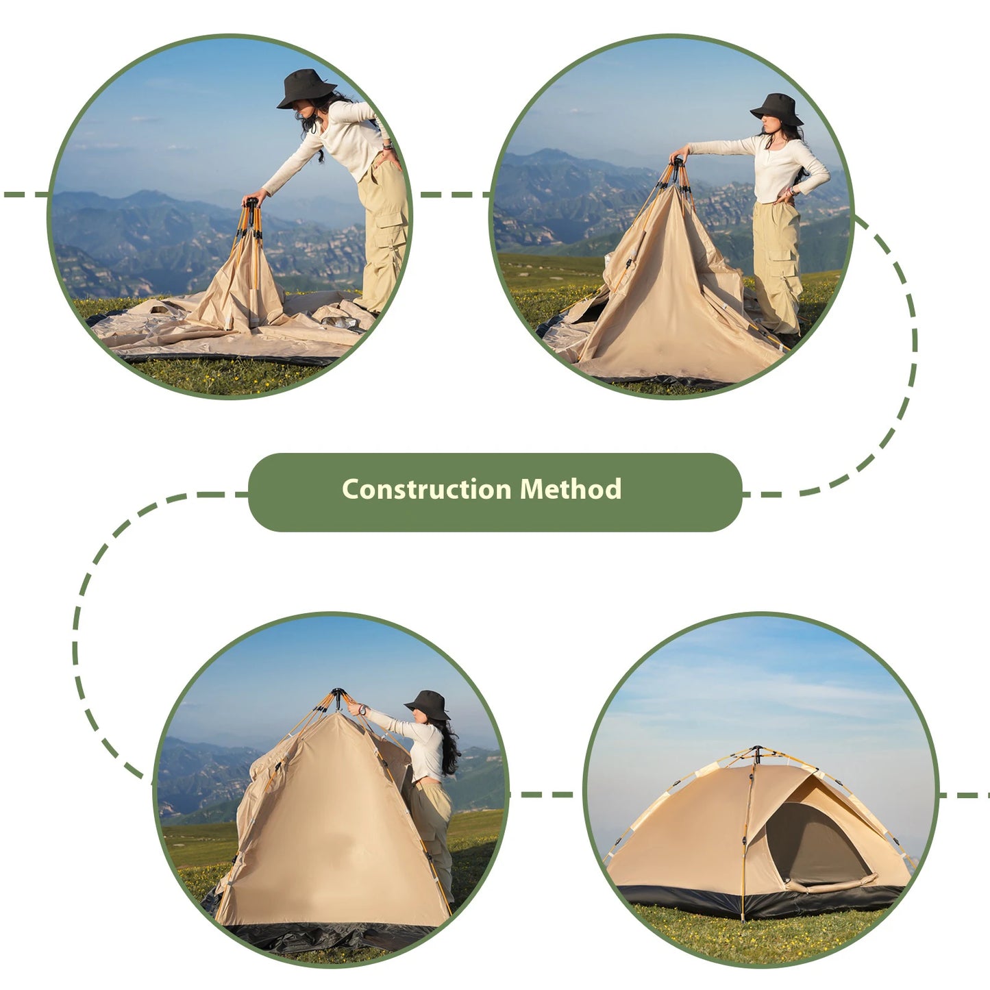 2-4 Person Camping Windproof Tents, Easy To Set Up