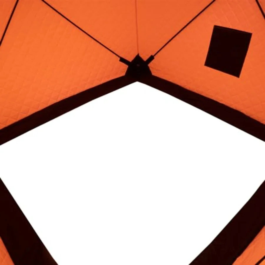 Portable Ice Fishing Tent 3 Person Shelter With Windproof Fabric Strips Protect Against Water Cold Wind 35 Square Feet Insulate