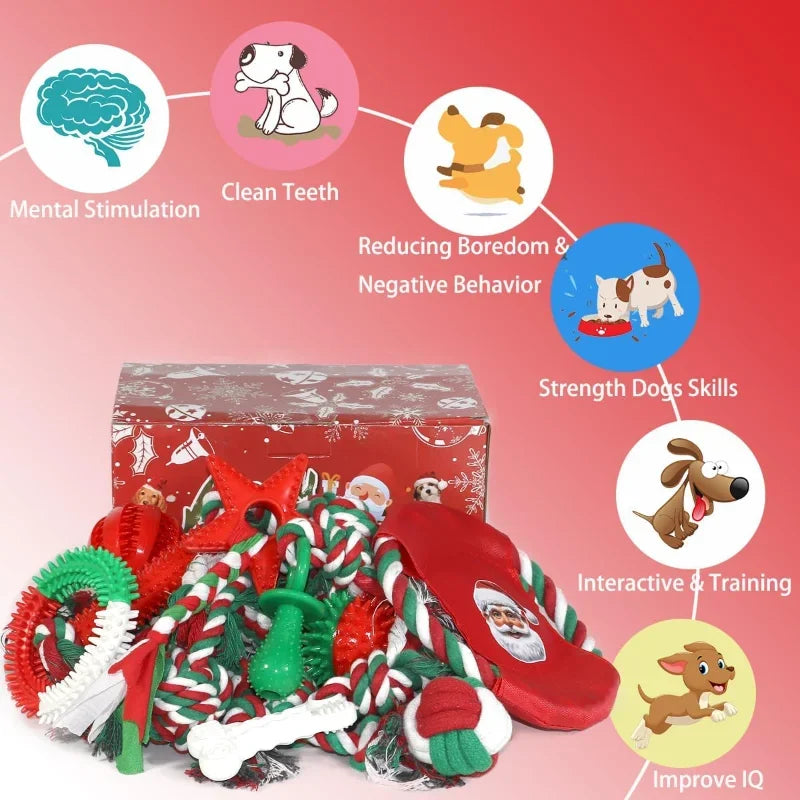 Christmas Dog Toys Bulk 15 Pack, Puppy Chew Toys For Teething Small Medium Puppies