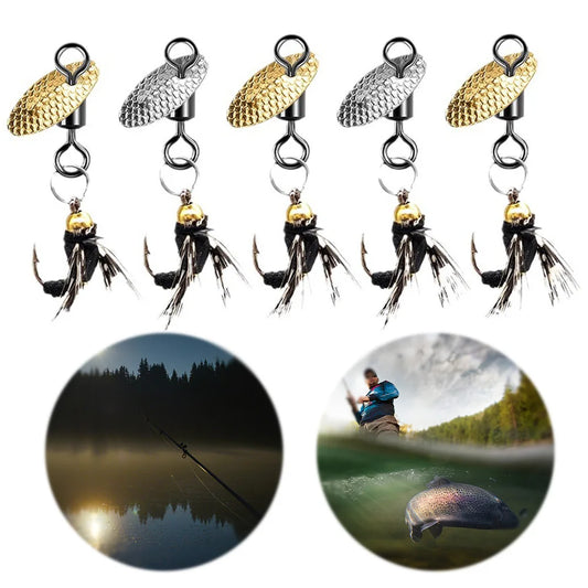 5Pcs Fly Hooks Fly Fishing Bait with Crank Hook
