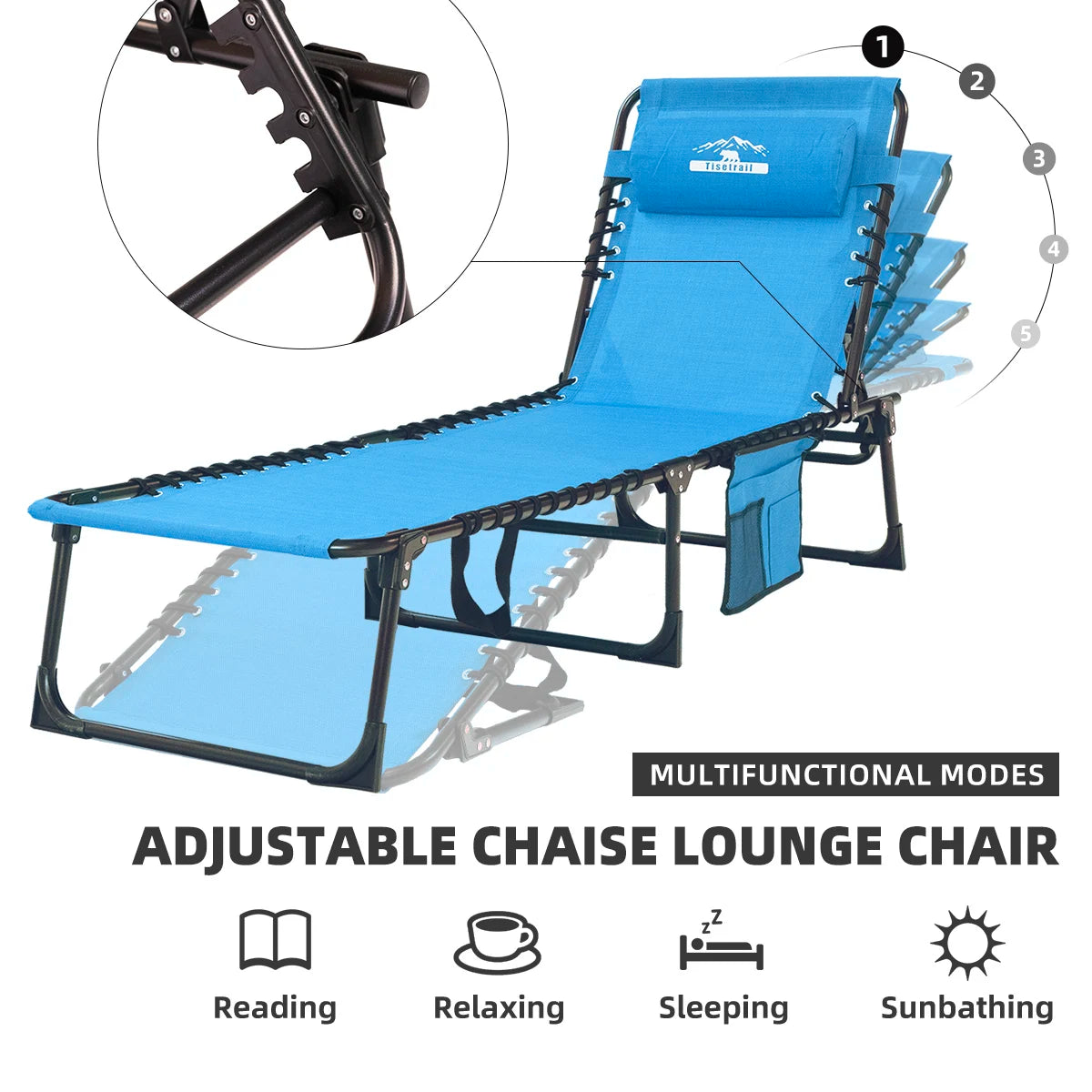 Tisetrail 2-Pack Chaise Lounge Chair 5 Positions