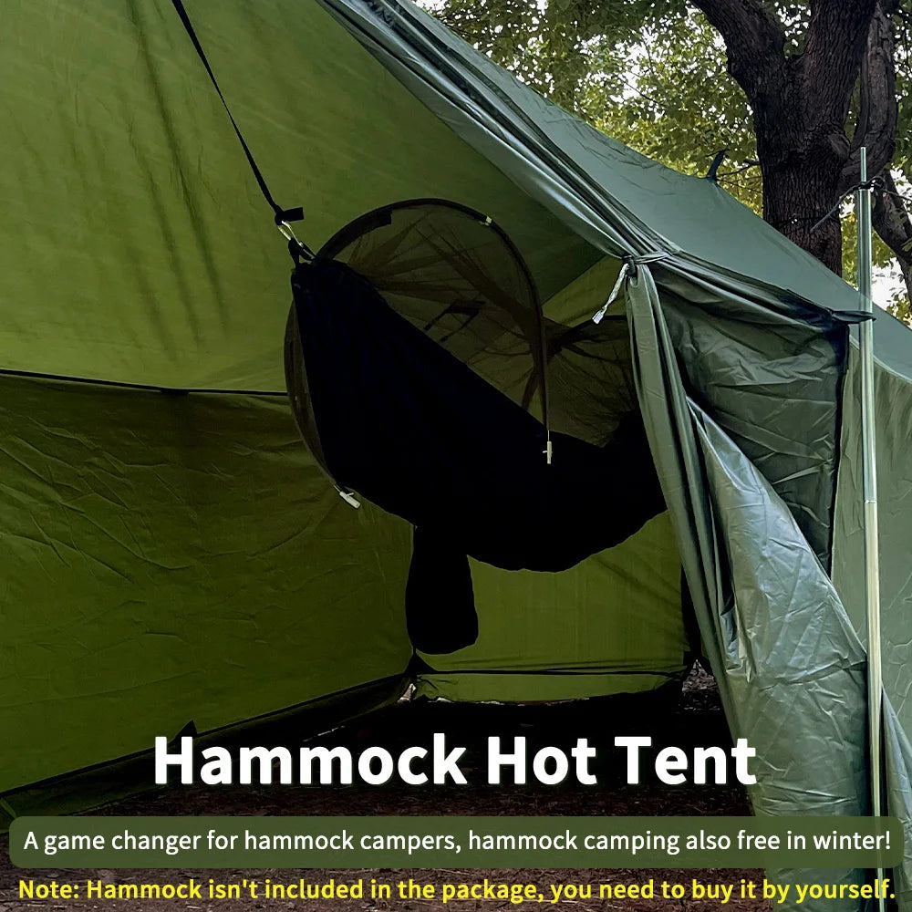 Hammock Hot Tent with Stove Jack With Snow Skirt, 3000mm Waterproof with Zippered Tent Bag