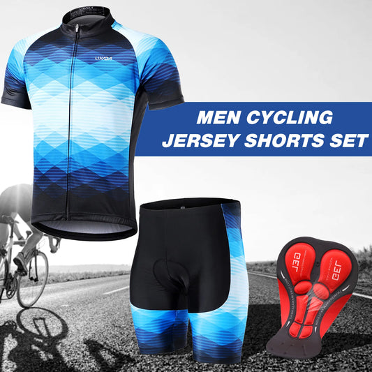 Lixada Men Cycle Jersey Breathable Short Sleeve Bike Shirt and Padded Shorts