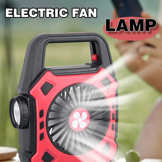 2-in-1 Portable LED Camping Fan & Lamp, USB Rechargeable