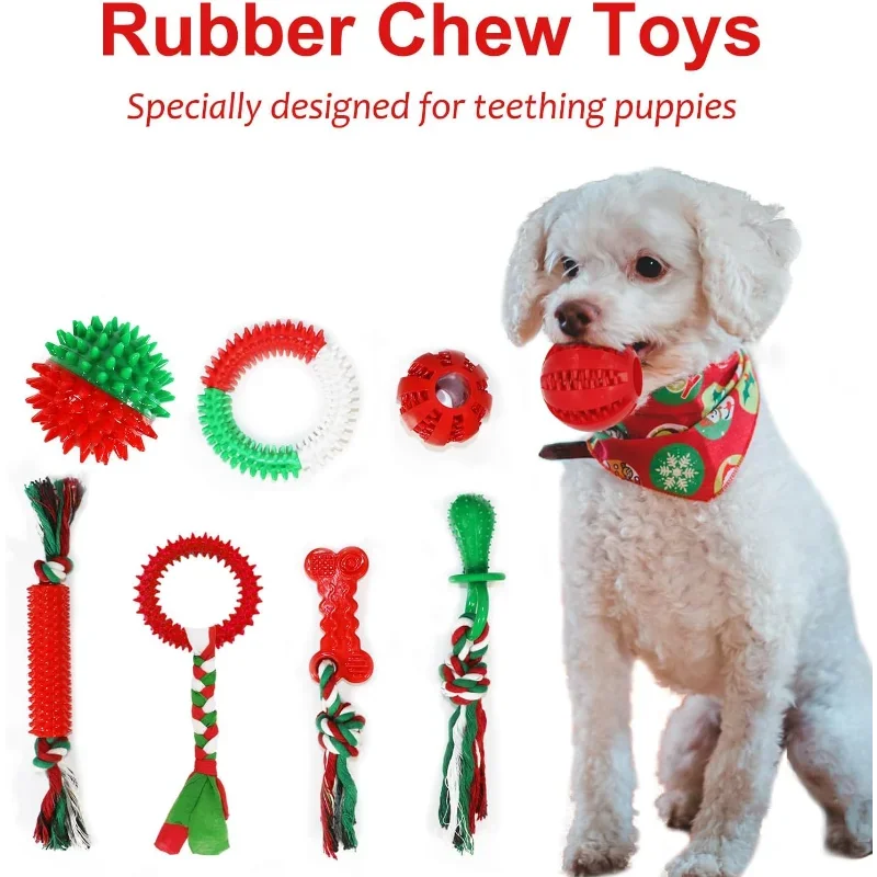 Christmas Dog Toys Bulk 15 Pack, Puppy Chew Toys For Teething Small Medium Puppies