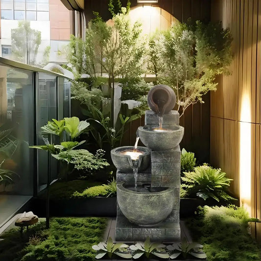 Stacked Stones Outdoor Water Fountain 4-Tiers