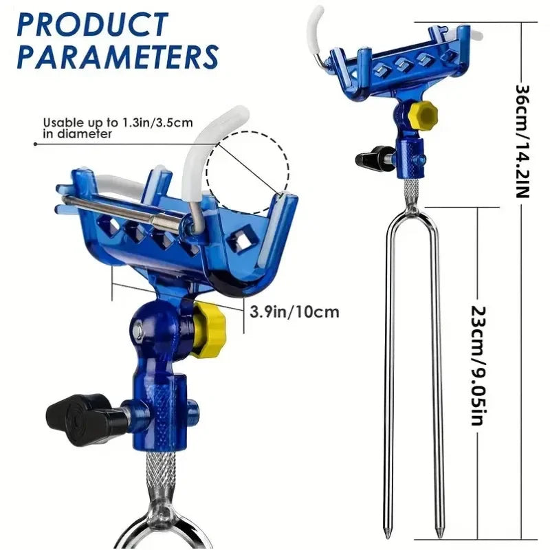 2-piece stainless steel fishing rod holder, 360° adjustable one-touch lock